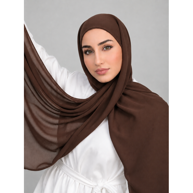 Foulard chiffon_ Marron Chocolat
