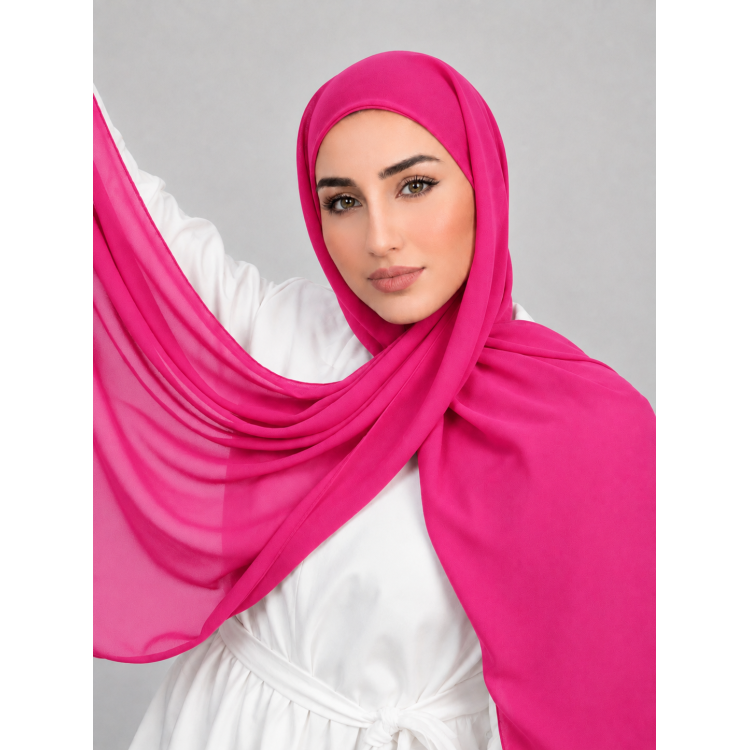 Foulard chiffon_ Rose Fuchsia Clair